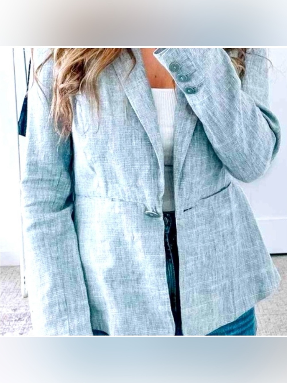 CAbi Heathered Light Gray Top - Size 6